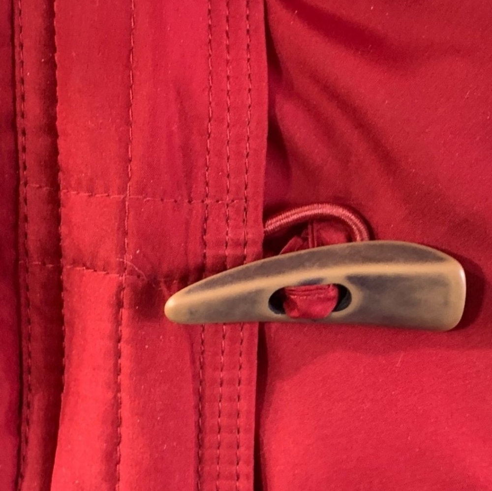 Red Ruff Hewn Hooded Parka With Fur Trim - Picture 8 of 15